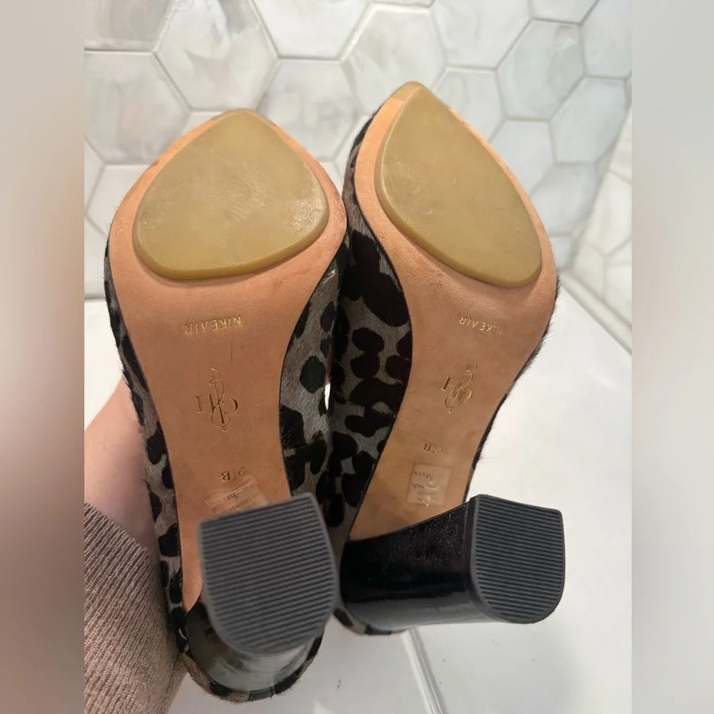 Cole Haan Chelsea Real Cow Fur Block Heel Pump Size 9.5 Leopard Print - Picture 10 of 14